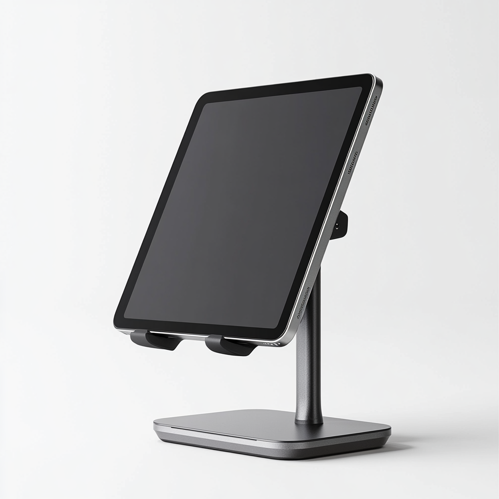 Kedra Ergonomic Tablet Stand - 360° Swivel Base & Height Adjustable - Foldable Aluminum Holder for iPad Pro, Air, Mini & Tablets - Space Grey