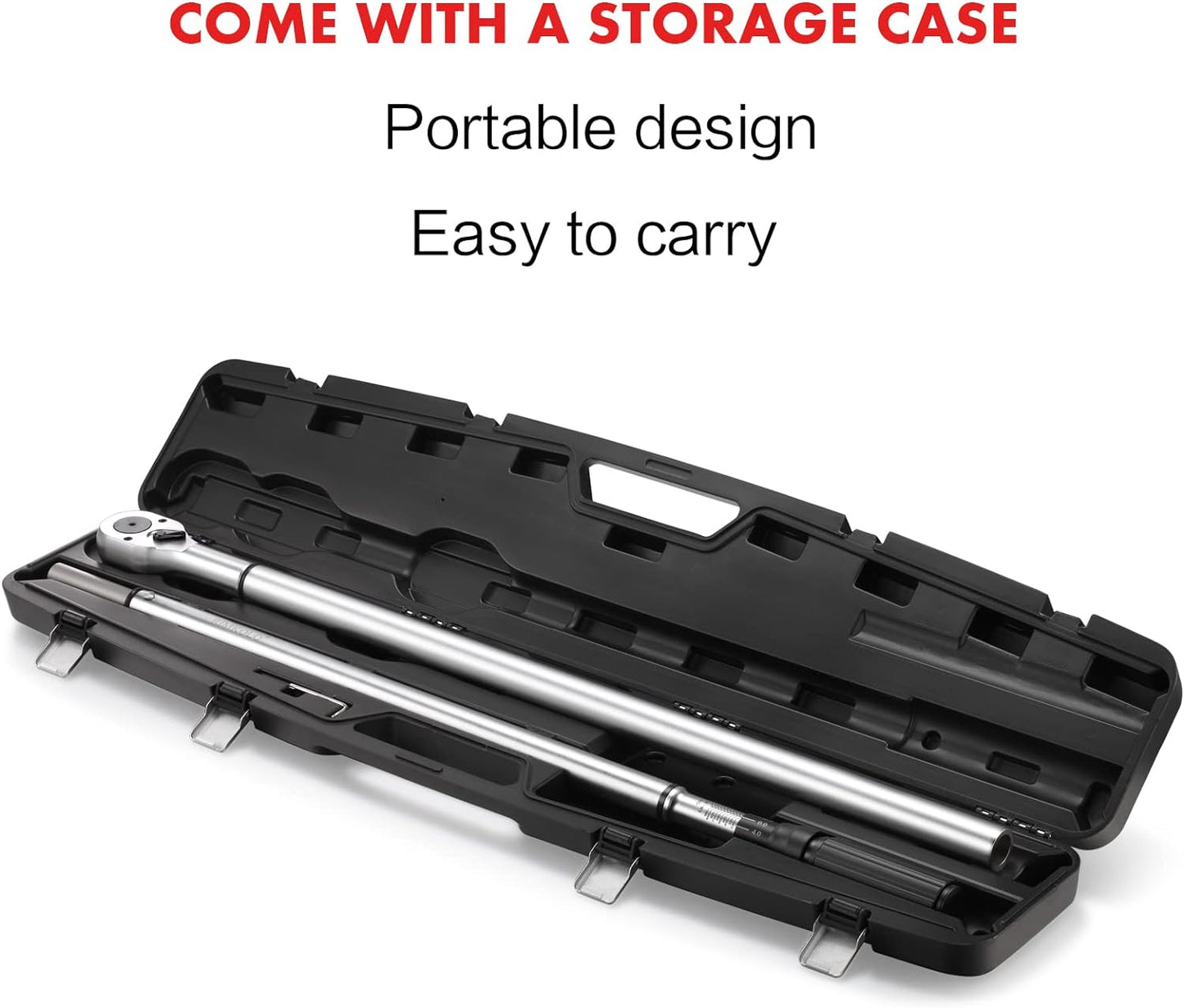 1-Inch Drive Click Torque Wrench, Dual-Scale Adjustable Torque Wrench Set with a Hex Key 200-1000ft.lb / 271-1356.7Nm