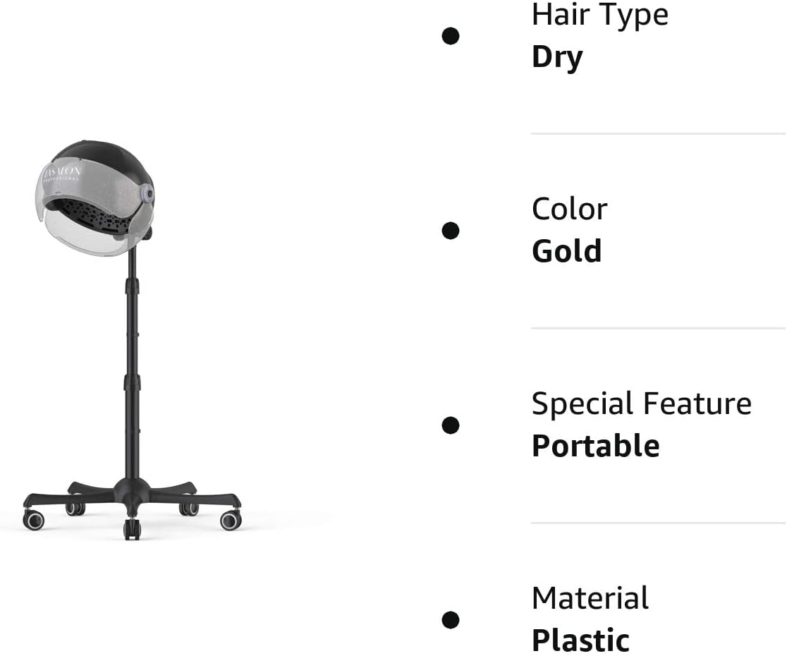 Hooded Dryer - 1875W Bonnet Hair Dryer - Sit Under Hair Dryer for Home and Salon - Auto Hair Dryer Hood with 3 temperature settings - Standing Hair Dryer - Portable Hair Dryer