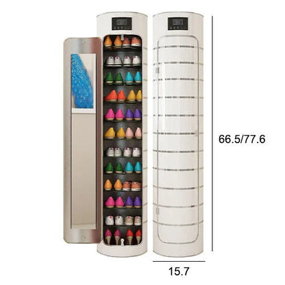 Large-capacity multi-layer rotating disinfection shoe cabinet with mirror + deodorizer