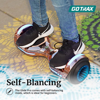 GOTRAX GLIDE PRO Bluetooth Hoverboard, 6.5" Wheels and 7 Colors Lights Self Balancing Scooters for 44 176lbs Kids Adults Silver