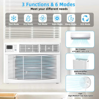 10000 Btu Quiet Window Air Conditioner With Remote Amp Eco Mode Energy Star Certified 3 In 1 Window Ac Unit With Dehumidifier