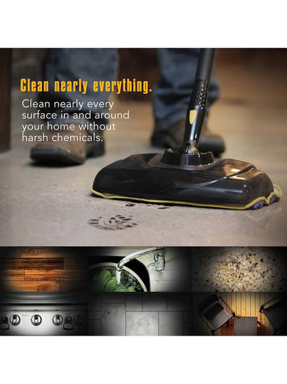 McCulloch MC1375 Canister Steam Cleaner with 20 Accessories, Extra Long Power Cord, Chemical Free Cleaning for Most Floors, Counters, Appliances, Windows, Autos, and More, 1 (Pack), Black
