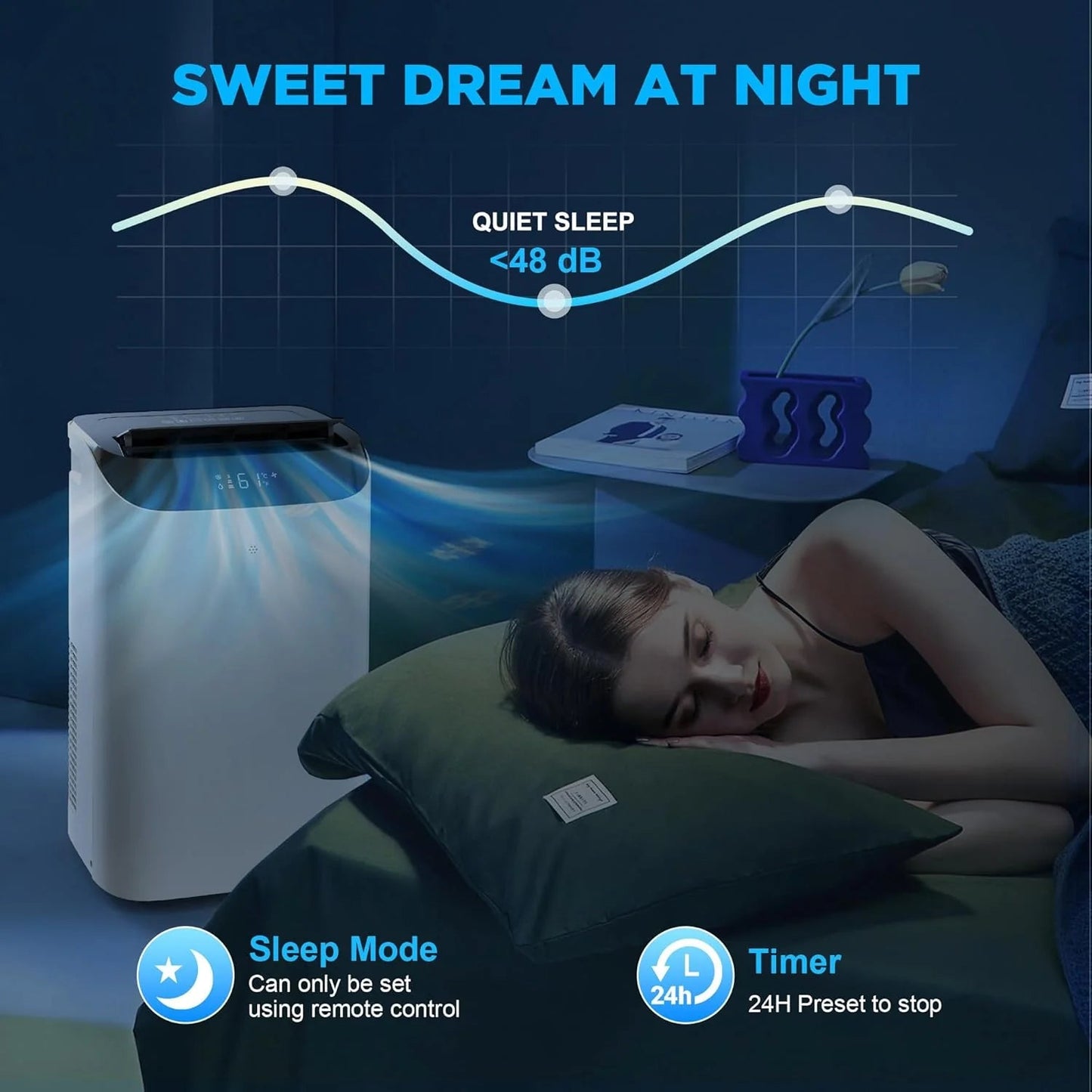 14000 BTU Portable Air Conditioners with Remote Control, 3-in-1 Free Standing Cooling AC Unit with Fan & Dehumidifier, Cools Room up to 700 sq.ft, Smart/Sleep Mode,3 Speed,Auto Swing,24H Timer