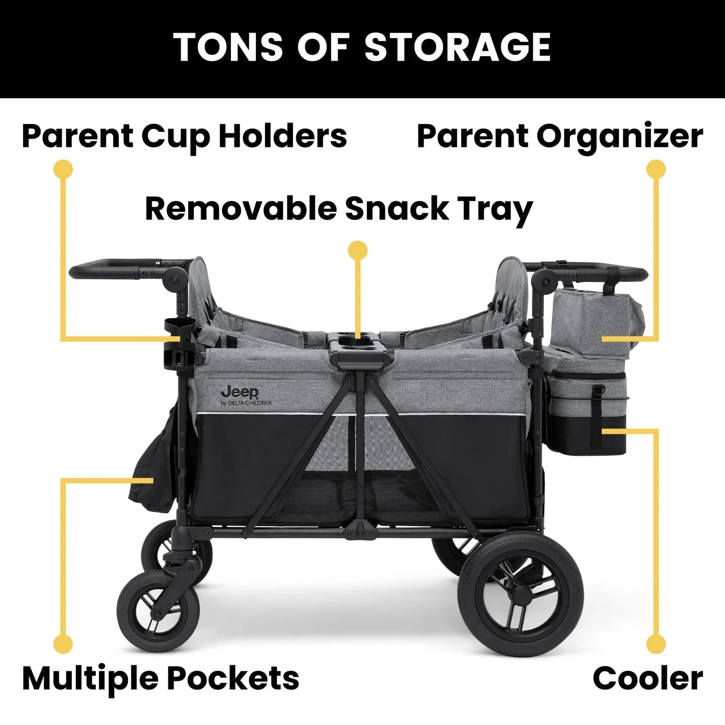 Jeep Wrangler Deluxe 4 Seater Stroller Wagon by Delta Children
