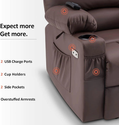Heated Lift Recliner for Seniors with USB & Cup Holders
