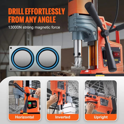 Mag Drill Press, 1550W 2" Boring Diameter, 2922lbf Power Magnetic Drill, 500 PRM, 10-Speed, Electric Drilling Machine for Metal Surface, Industrial and Home Improvement
