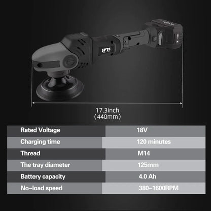 18V Cordless Car Polisher, 15mm Orbit 2000-4800 OPM Portable Buffer Polisher with 7 Variable Speed 2Pcs 4.0Ah Battery, 6 Sponge Pads,2 Wool Pad, Tool Bag for Car Polishing, Waxing