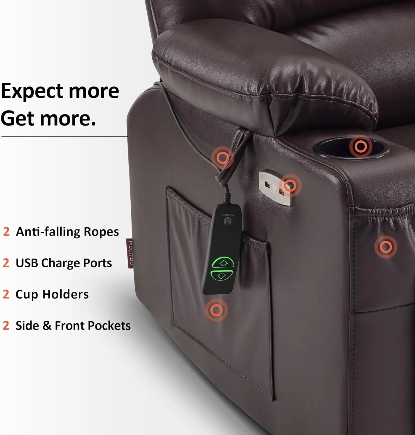 Heated Lift Recliner for Seniors with USB & Cup Holders