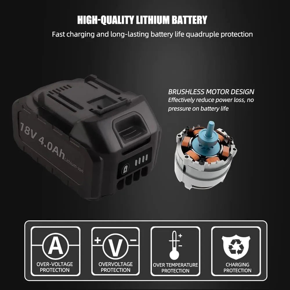 18V Cordless Car Polisher, 15mm Orbit 2000-4800 OPM Portable Buffer Polisher with 7 Variable Speed 2Pcs 4.0Ah Battery, 6 Sponge Pads,2 Wool Pad, Tool Bag for Car Polishing, Waxing