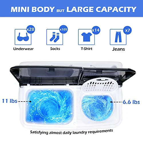 HABUTWAY Portable Washing Machine 17.6Lbs Capacity Washer and Dryer Combo