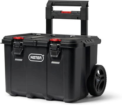 Keter Stack-n-Roll Modular Tools Organizer for Garage Storage and DIY, 3 Piece Resin Rolling Tool Box System for Small Parts