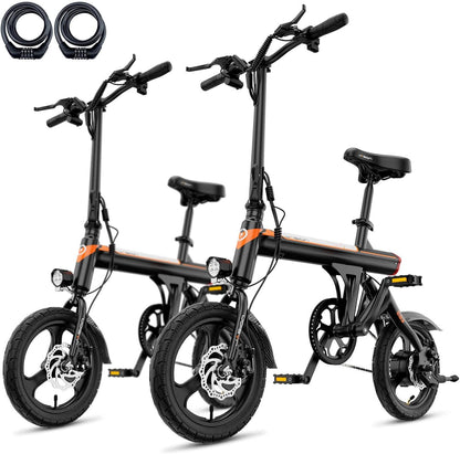 Jasion EB3 Electric Bike Adults 21mph, 500W Peak Motor, 270Wh Battery, Rear Suspension, 3 Levels Assist, 14′′ Folding Ebike for Adults and Teens, Complies to UL2849