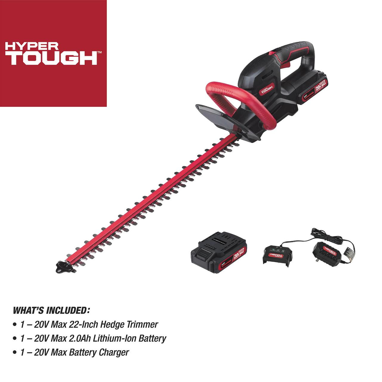 Hyper Tough 20V Max 22-inch Cordless Battery Powered Hedge Trimmer, HT21-401-003-07