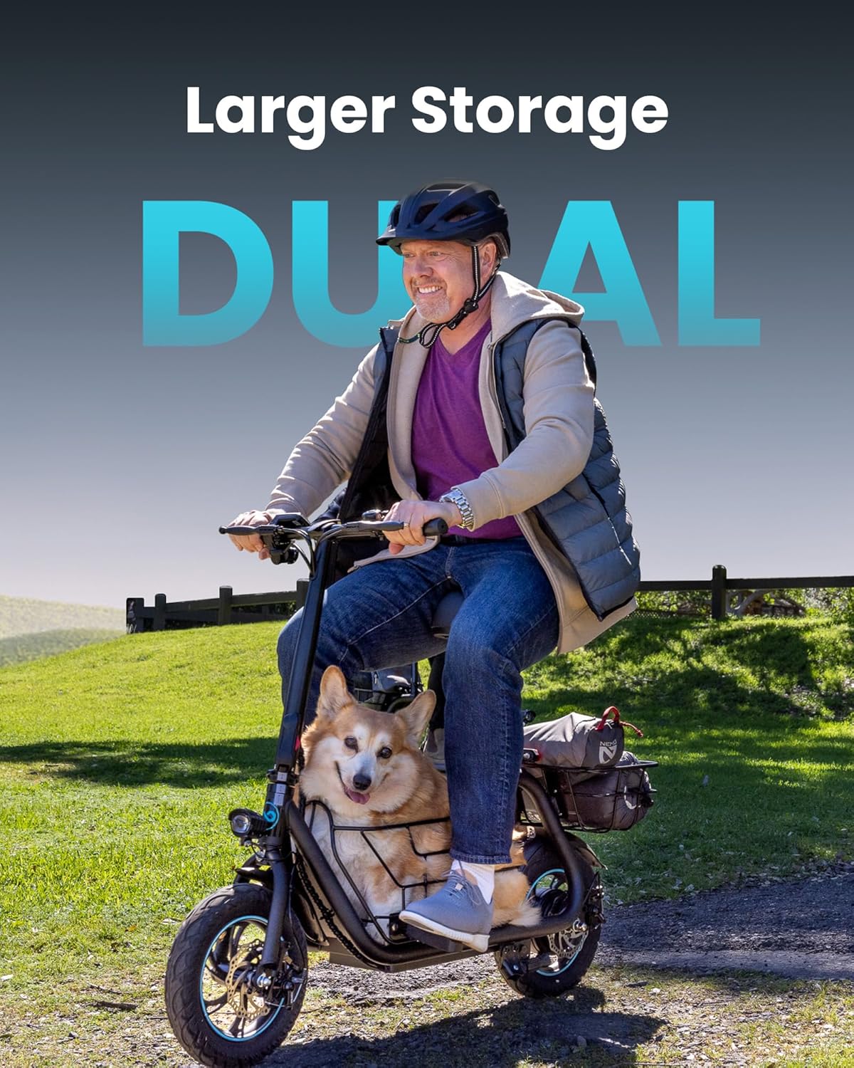 Gyroor Adult Electric Scooter with Large Center Basket, 20 Mile Range, Foldable, and Seat