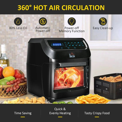 12QT Air Fryer Oven Combo, 8-in-1, 1700W, LED Display, Black, Includes Accessories