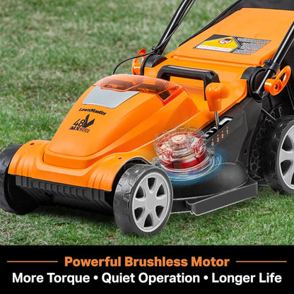LawnMaster Cordless 13-Inch Lawn Mower 24V Max with 2X4.0Ah Battery and a Charger