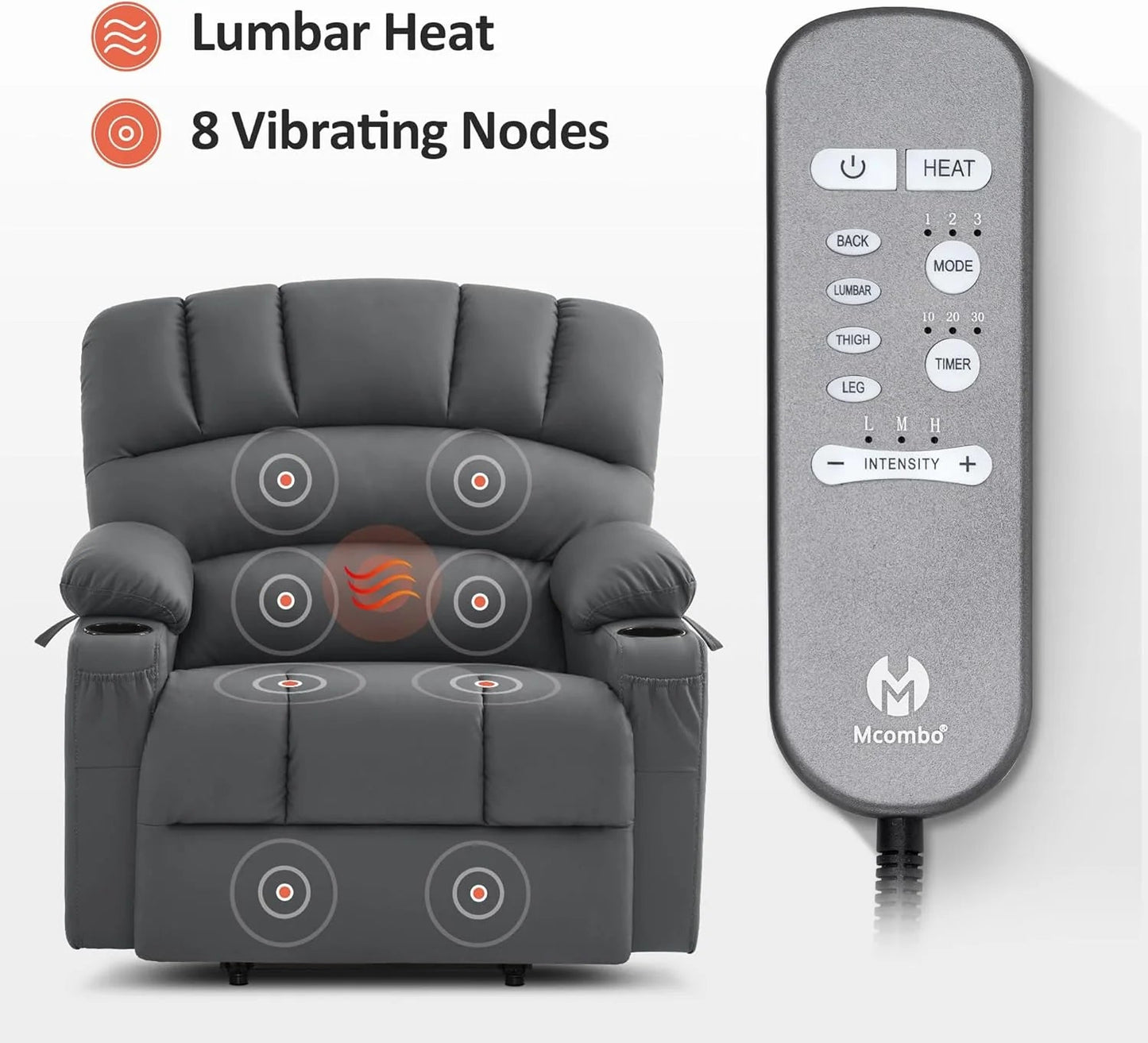 Heated Lift Recliner for Seniors with USB & Cup Holders