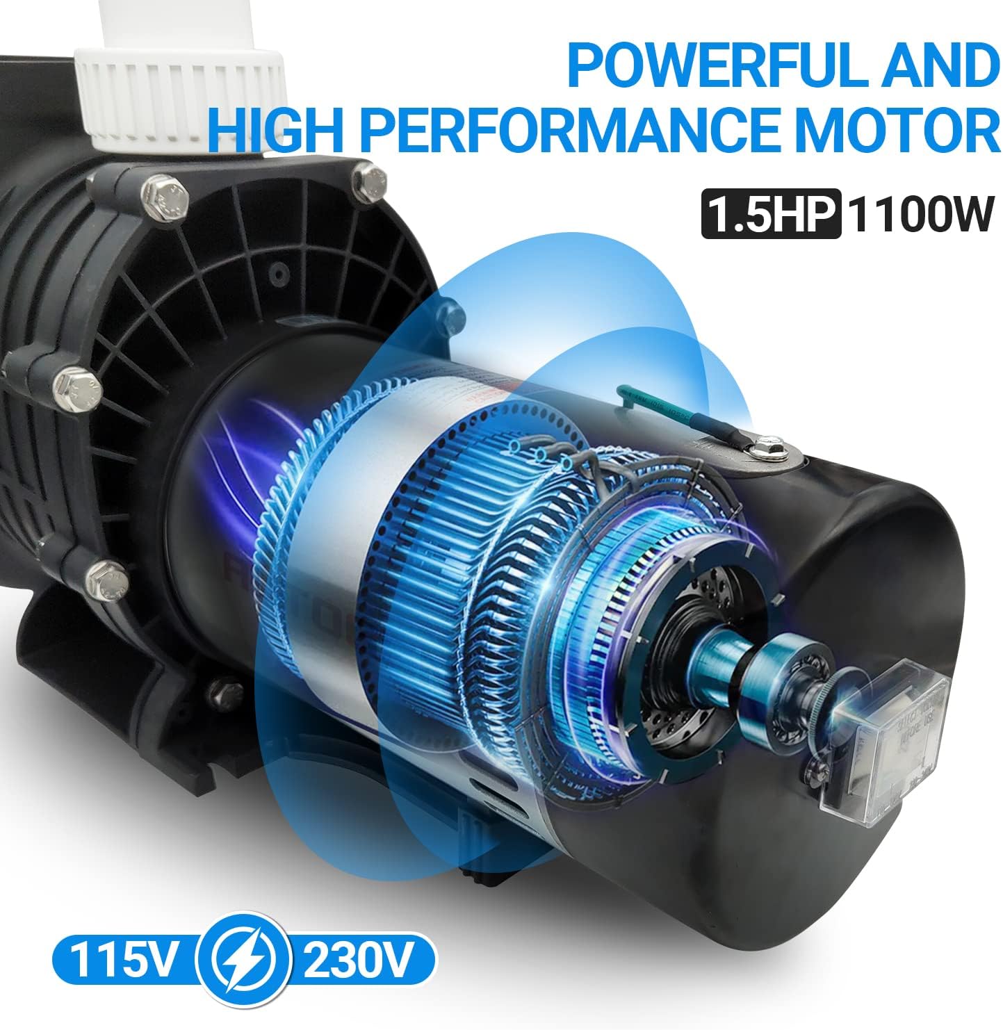 1.5 HP Pool Pump, 7500 GPH Swimming Pool Pump, 115V/230V Dual Voltage Pool Pump,1100 W Above Ground Pool Pump with Strainer Basket and Drain Plug