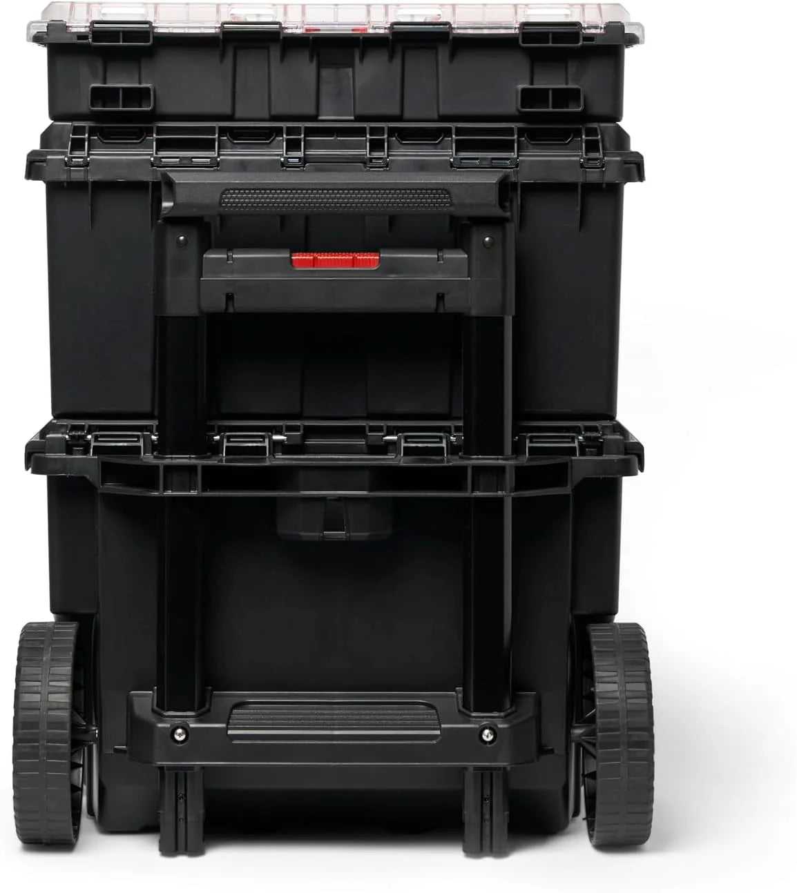 Keter Stack-n-Roll Modular Tools Organizer for Garage Storage and DIY, 3 Piece Resin Rolling Tool Box System for Small Parts