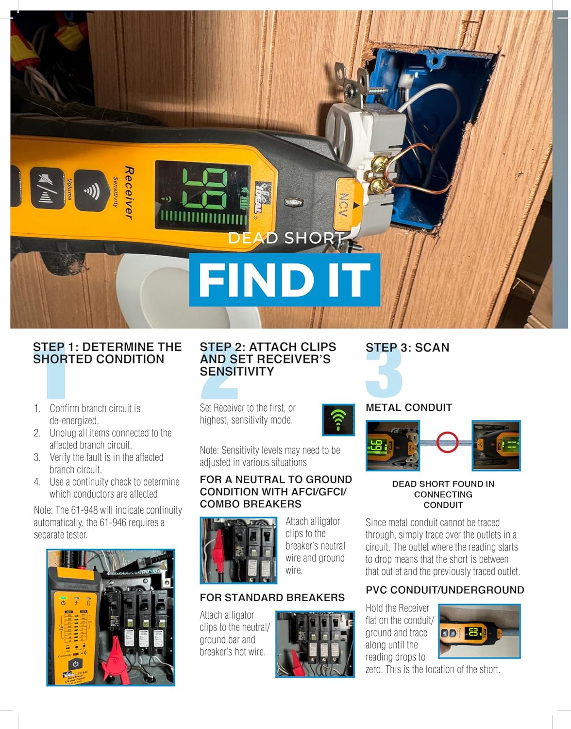Ideal SureTrace Plus Circuit Tracer, 0–600V, Continuity Test