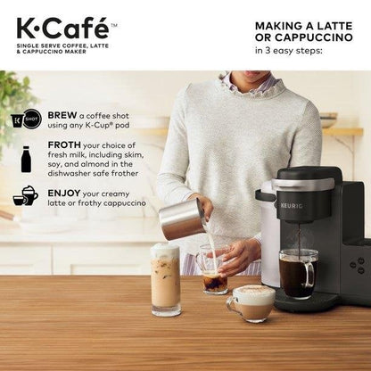 Keurig K Cafe Single Serve K Cup Coffee, Latte and Cappuccino Maker, Charcoal