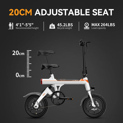 Jasion EB3 Electric Bike Adults 21mph, 500W Peak Motor, 270Wh Battery, Rear Suspension, 3 Levels Assist, 14′′ Folding Ebike for Adults and Teens, Complies to UL2849
