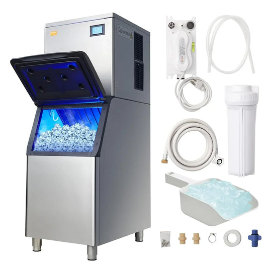 VEVOR Commercial Ice Maker, 360LBS/24H Ice Making Machine with 330.7LBS Large Storage Bin