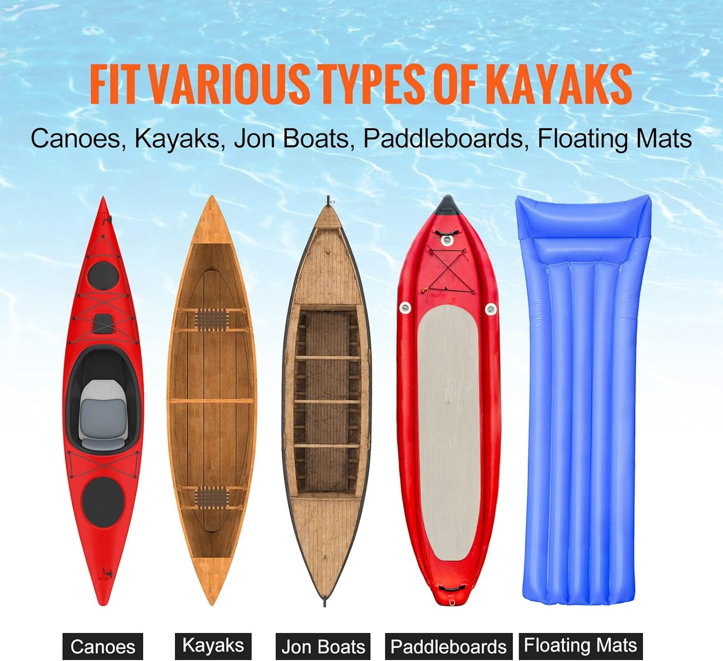 Heavy Duty Kayak Cart, 350lbs Load Capacity, Foldable Canoe Trolley with 13'' Beach Wheels, Adjustable Carrier Width & Nonslip Support Foot, for Kayaks Canoes Paddleboards Float Mats Jon Boats