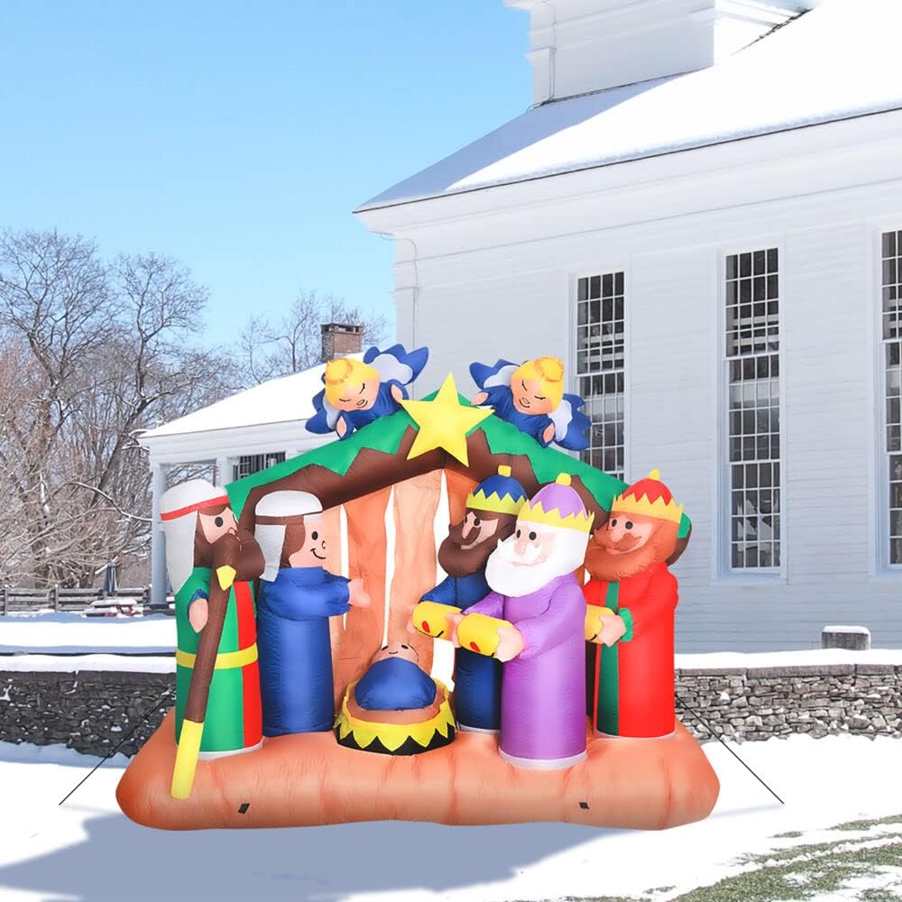 Farm 20ft. Tall Pre-Lighted Christmas Inflatable | Happy Snowman with RGB Lights and Storage Bag | Outdoor Holiday Amplified Holiday Celebration Party Decoration