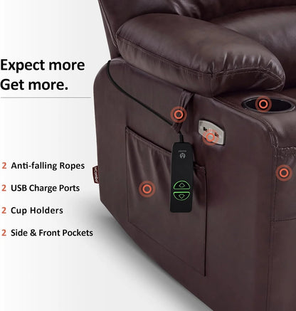 Heated Lift Recliner for Seniors with USB & Cup Holders