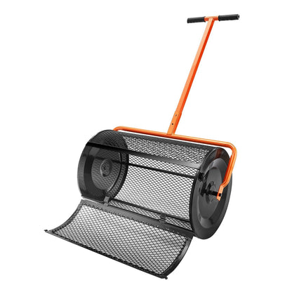 Heavy-Duty 24 Inch Peat Moss Compost Spreader With Adjustable Handle