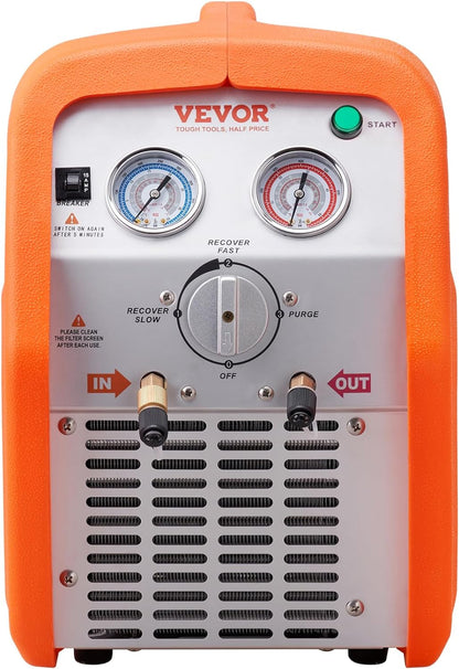 1 HP Refrigerant Recovery Machine - Dual Cylinder Portable AC Recovery Machine with High Pressure Protection 120V 60Hz Recovery Machine HVAC for Vapor Liquid Refrigerant, Car Air Conditioning