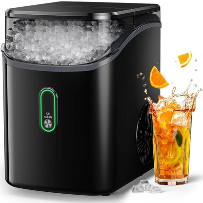 Ice Maker Countertop, Pebble Ice Maker with Soft Chewable Ice, One-Click Operation Ice Machine with Self-Cleaning, 33lbs/24H for Home,Kitchen,Office
