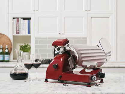 10" Electric Deli Meat Slicer, 240W, Red, Commercial/Home Use