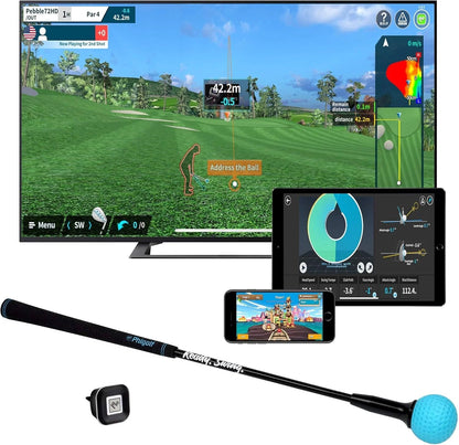 Home Golf Game Simulator: Enjoy Interactive Golf with Motion Sensor & Swing Stick for Indoor & Outdoor Fun 38,000+ Courses Worldwide, Compatible with Android, iOS, App & E6 Connect