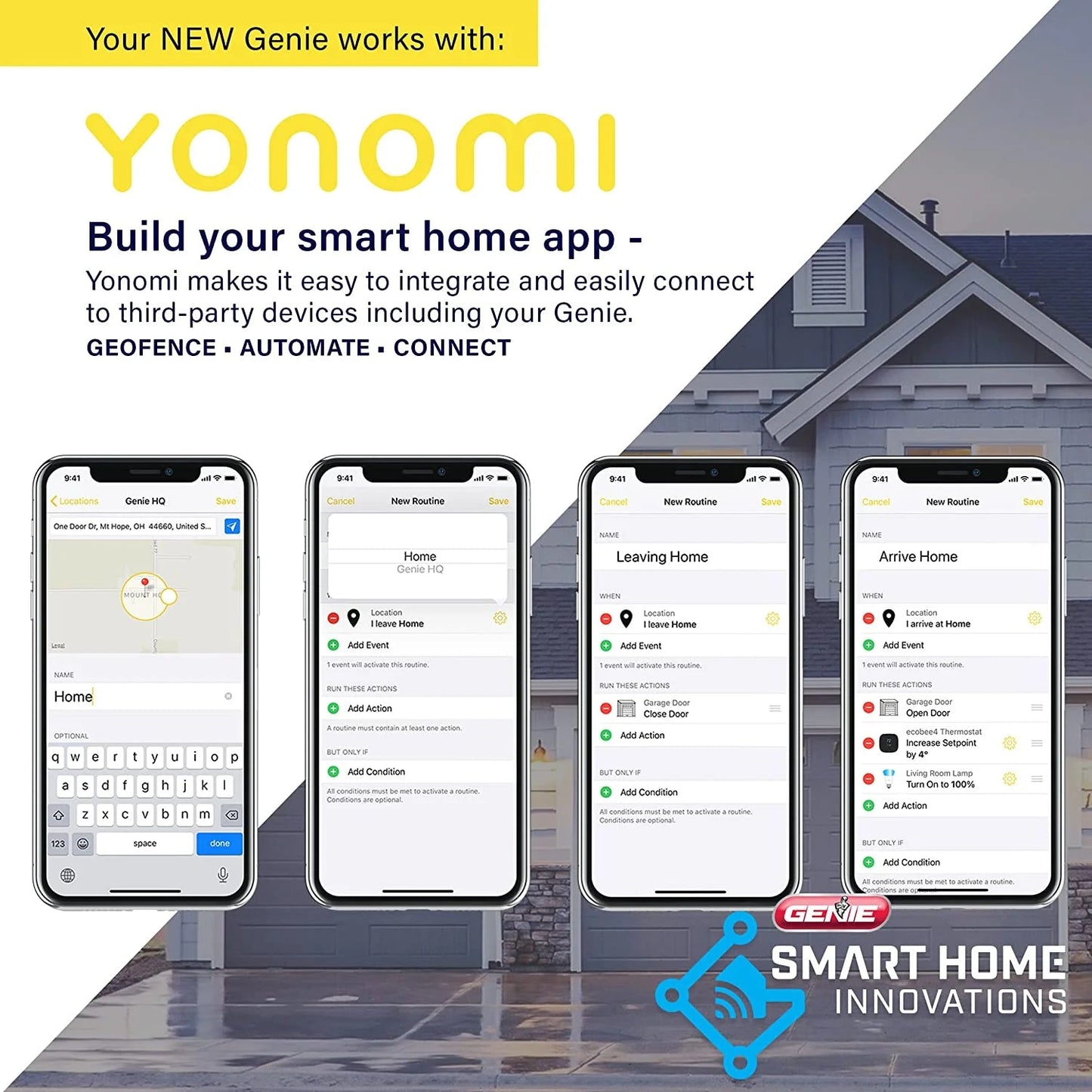 Genie 6172H O Smart Wall Mount Garage Door Opener with Aladdin Connect, Space Saving Design, Quiet 24v DC Motor