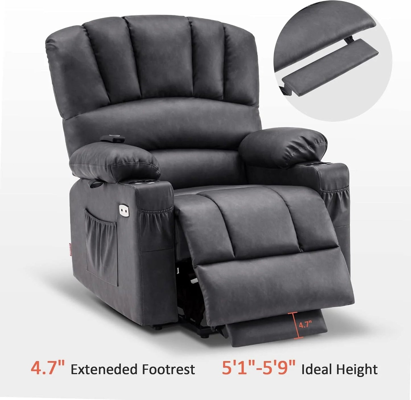 Heated Lift Recliner for Seniors with USB & Cup Holders