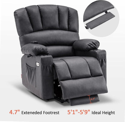 Heated Lift Recliner for Seniors with USB & Cup Holders