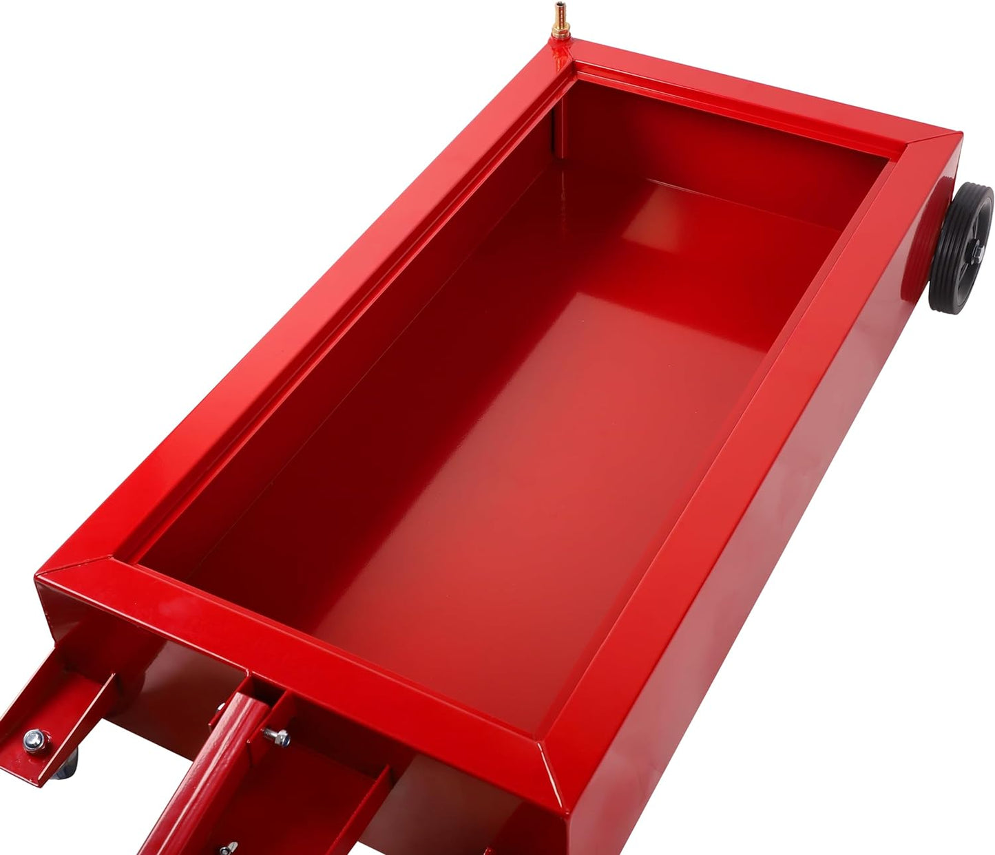 20 Gallon Low Profile Roll Around Oil Drain Pan with 110V Electric Pump 8 Feet Hose for Trucks Cars SUVS Red