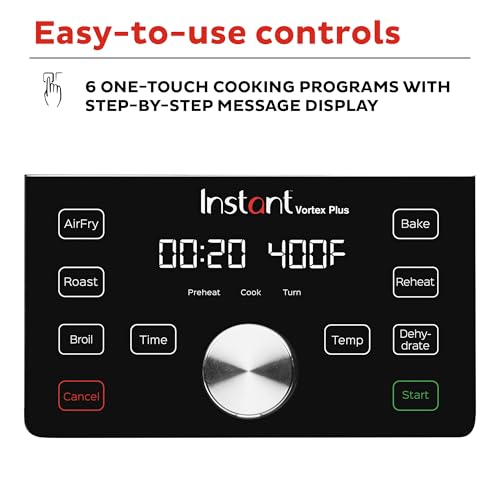 Instant Pot Vortex Plus 6QT XL Air Fryer, 6 in 1, Broils, Dehydrates, Crisps, Roasts, Reheats, Bakes for Quick Easy Meals, 100 In App Recipes, Dishwasher Safe, from the Makers of Instant Pot, Black : Home & Kitchen