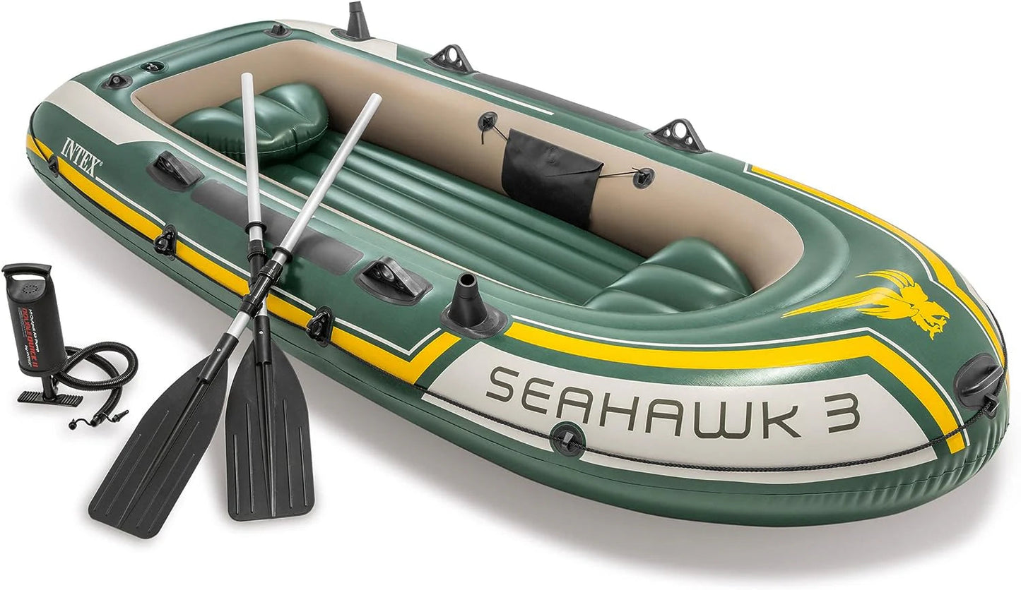 INTEX Seahawk 3 Inflatable Boat Set – 790lb Weight Capacity