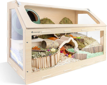 Hamster Cage W/Oblique Opening Cage Door - MDF Aspen Small Animal Cage for Syrian Hamsters Degus or Other Similar-Sized Pets (Medium - 40.7 x 22.7 x 22.9 inches, Burlywood)