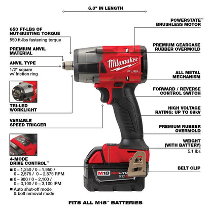 18V M18 FUEL Lithium Ion Brushless Cordless 7 Tool Combo Kit 5.0 Ah