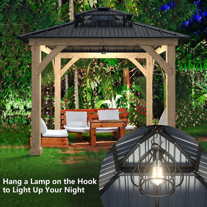 10 X 10 Ft Outdoor Patio Hardtop Gazebo With Wood Frame Amp 2 Tier Metal Roof All Weather Gazebo Pergolas Shelter