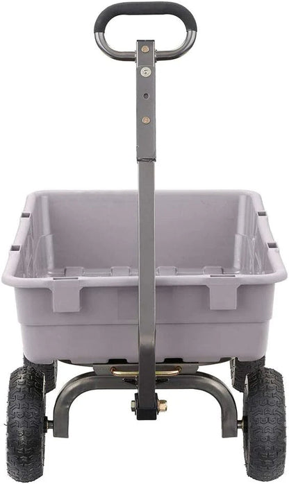 Heavy Duty Poly Utility Dump Wagon Garden Cart w/Pneumatic Tires, 6 Cu Ft - 1200 lb Capacity Outdoor Wheelbarrow for Yard, Landscaping & Gardening, Lawn Tractor or ATV Towable-Gorilla Carts