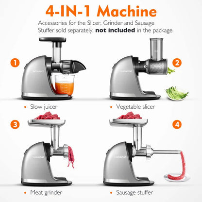 Masticating Juicer Machines, AMZCHEF Slow Cold Press Juicer with Reverse Function