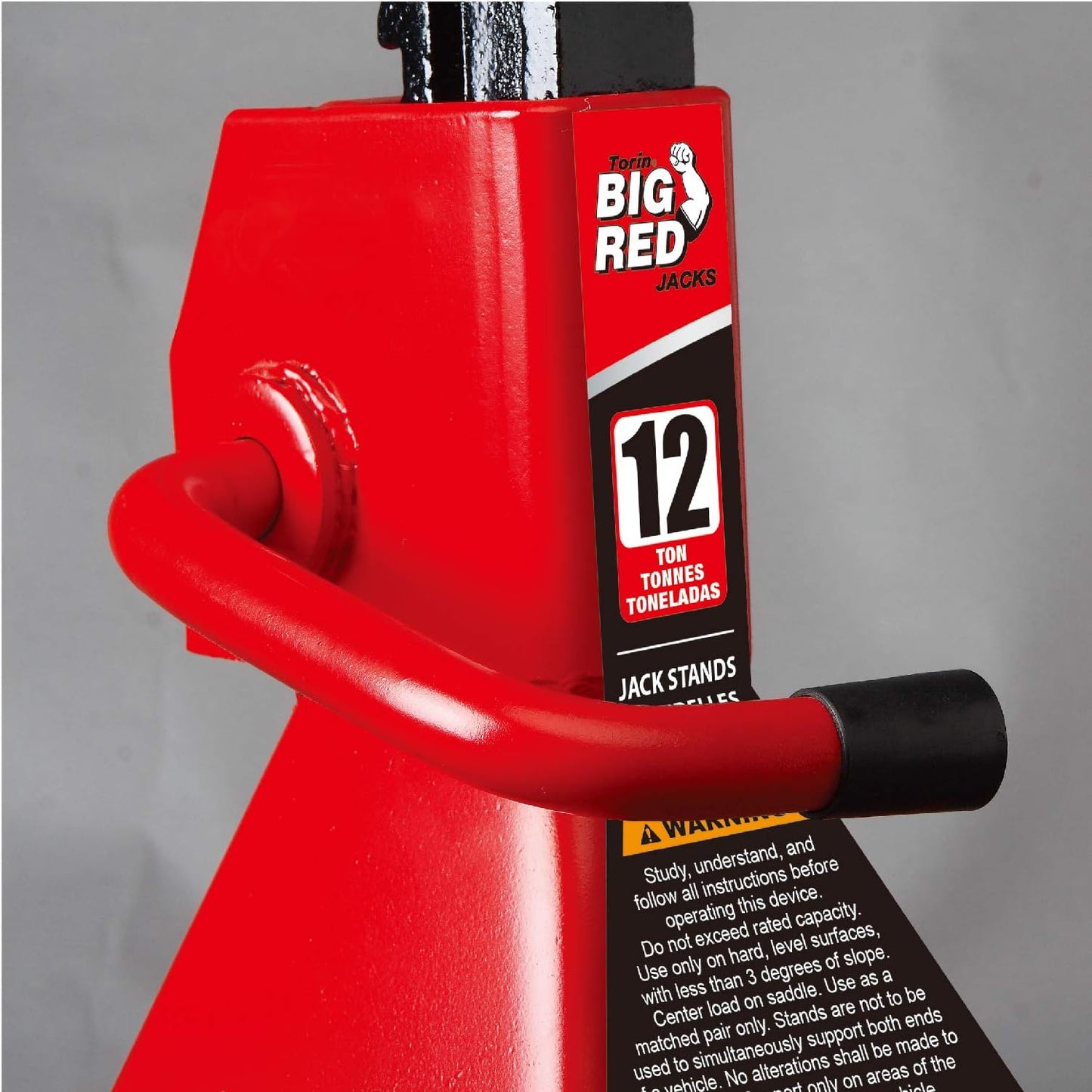 10-Ton Medium Height Pin Type Jack Stands, Pair, Red