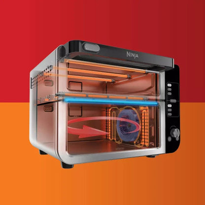 12-in-1 Double Oven with FlexDoor, FlavorSeal Smart Finish, Rapid Top Oven, Convection and Air Fry Bottom Oven DCT401