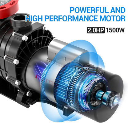 1.5 HP Pool Pump, 7500 GPH Swimming Pool Pump, 115V/230V Dual Voltage Pool Pump,1100 W Above Ground Pool Pump with Strainer Basket and Drain Plug
